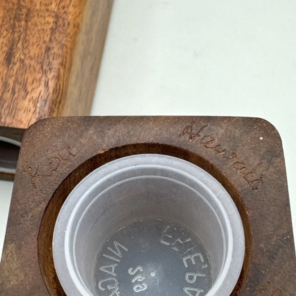 Handcrafted Hawaii Koa Wood Salt & Pepper Shaker‎ Set Artist Signed Modern Mod